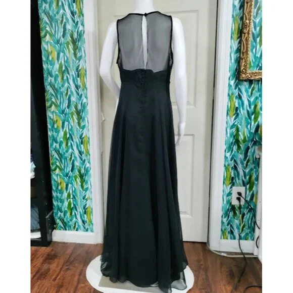 Vintage New Image Luxgoth Wedding Formal Cutout Maxi Dress Black Womens Size 12 - Picture 5 of 13